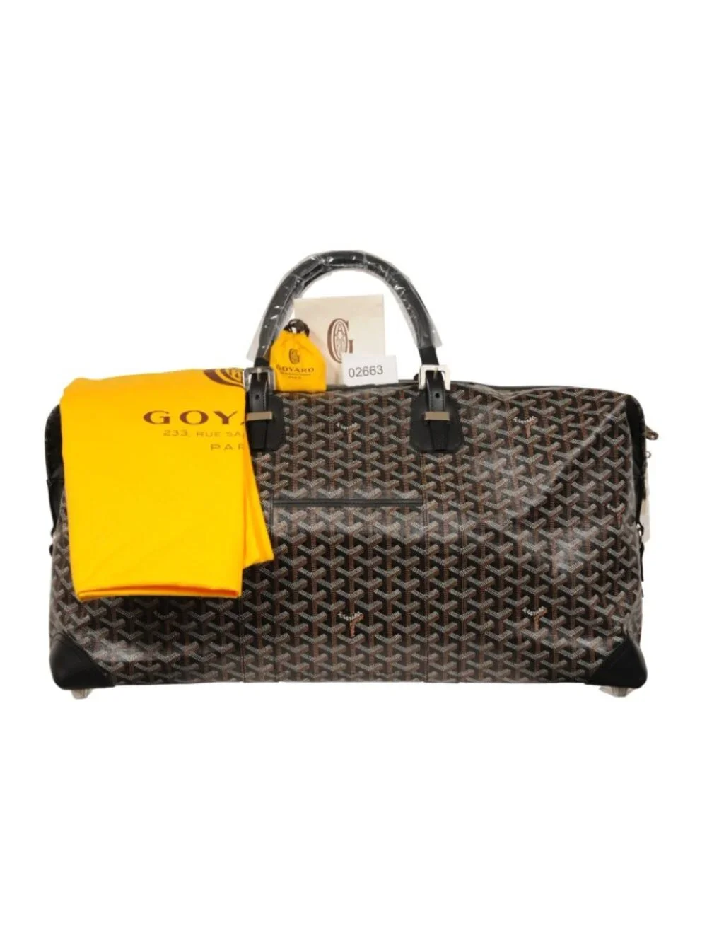 Goyard Boeing 55 Duffle Bag Black Brown Travel Carry On Weekend Luggage Silver